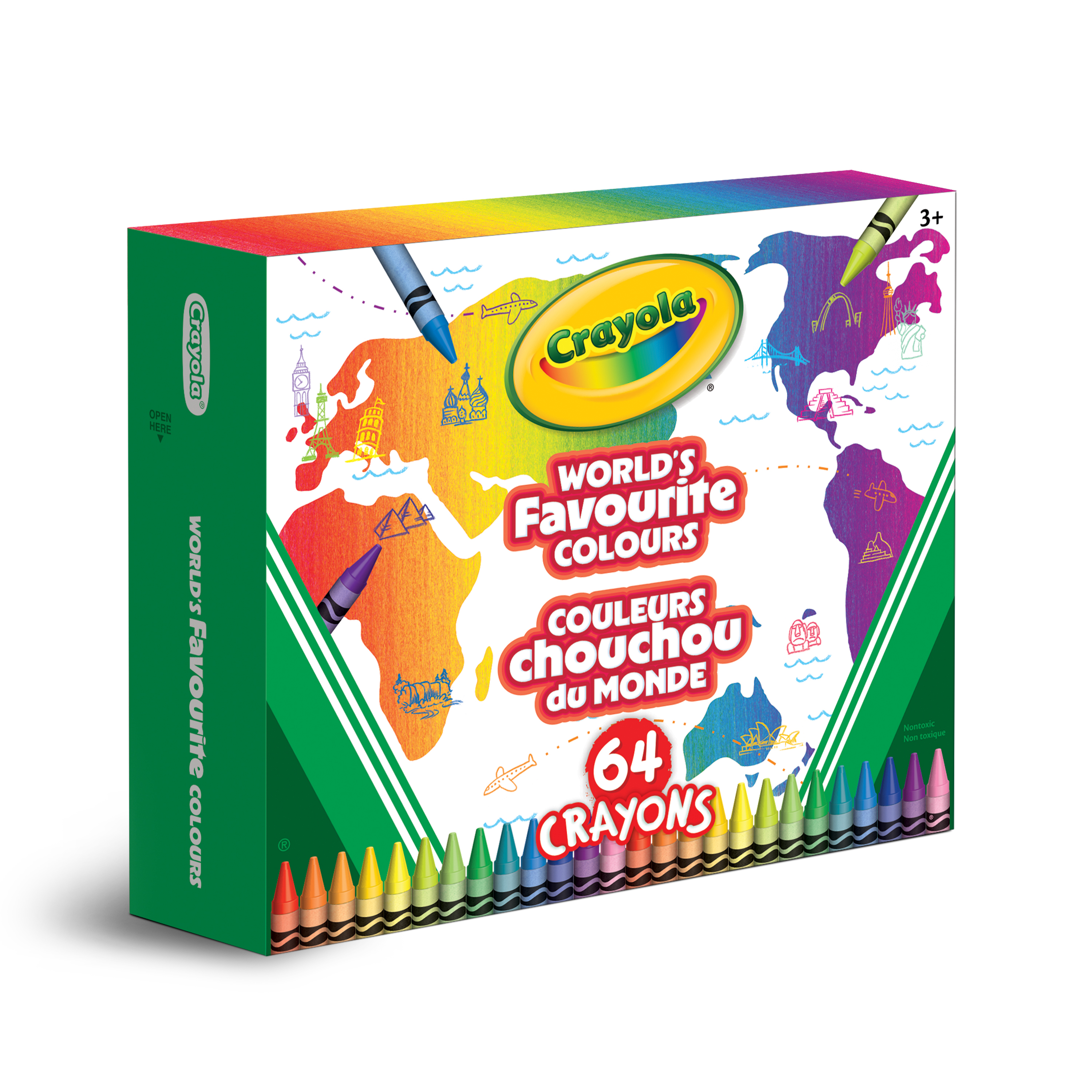 Crayola World's Favourite Colours Crayons, 64 Count